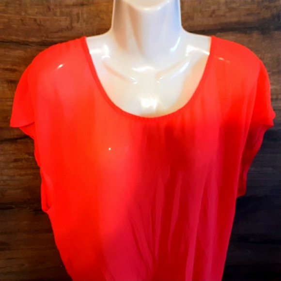 HeartSoul Plus Top Size 1X Chiffon Drop Hem Sheer - Picture 6 of 11